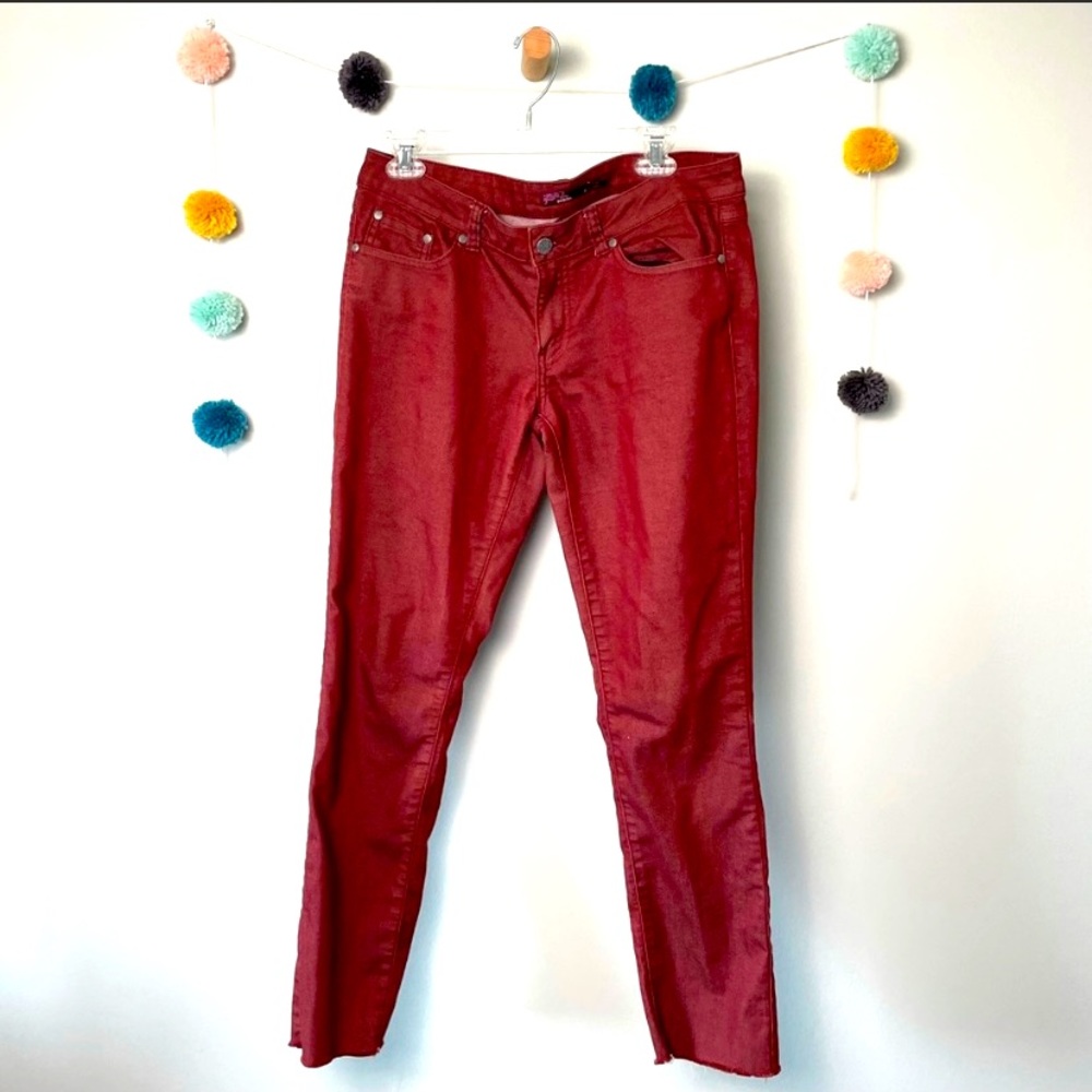 Prana Red Skinny Pants.    Raw Hem.  Size 8.